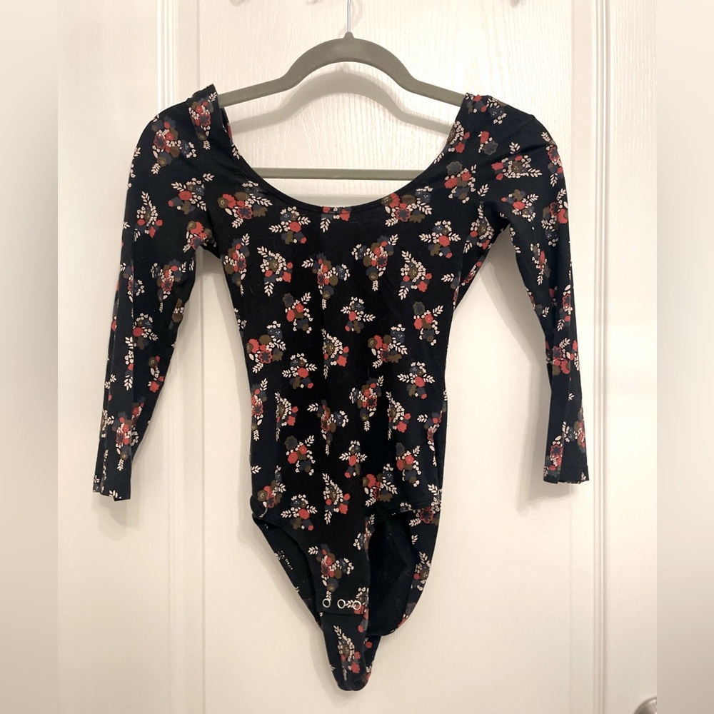 Excellent Condition Black Floral Bodysuit